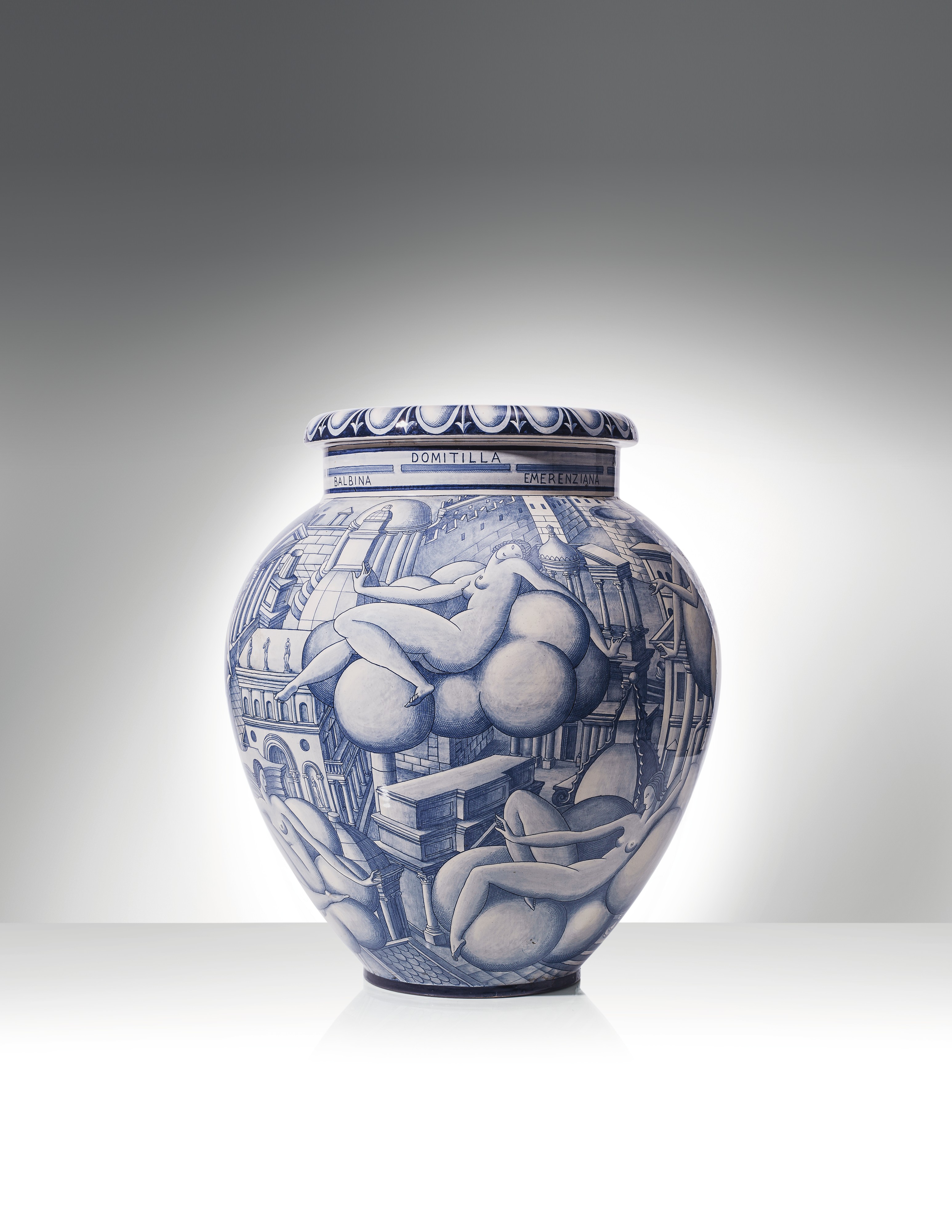 WORLD AUCTION RECORD FOR ARTIST IN MEDIUM,GIO PONTI (1891-1979), 'VASO DELLE DONNE DELLE ARCHITETTURE', 1923-1930.Price Realized: $319,500